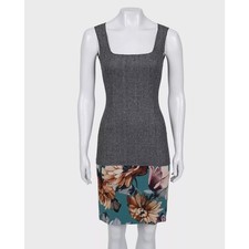 D&G Dolce & Gabbana Gray Silk Wool Floral Hem Dress 36/XXS