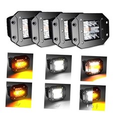4PCS 5Inch LED Flush Mount 6 Modes Amber/Flashing Strobe Pods Fog 4 Pcs White