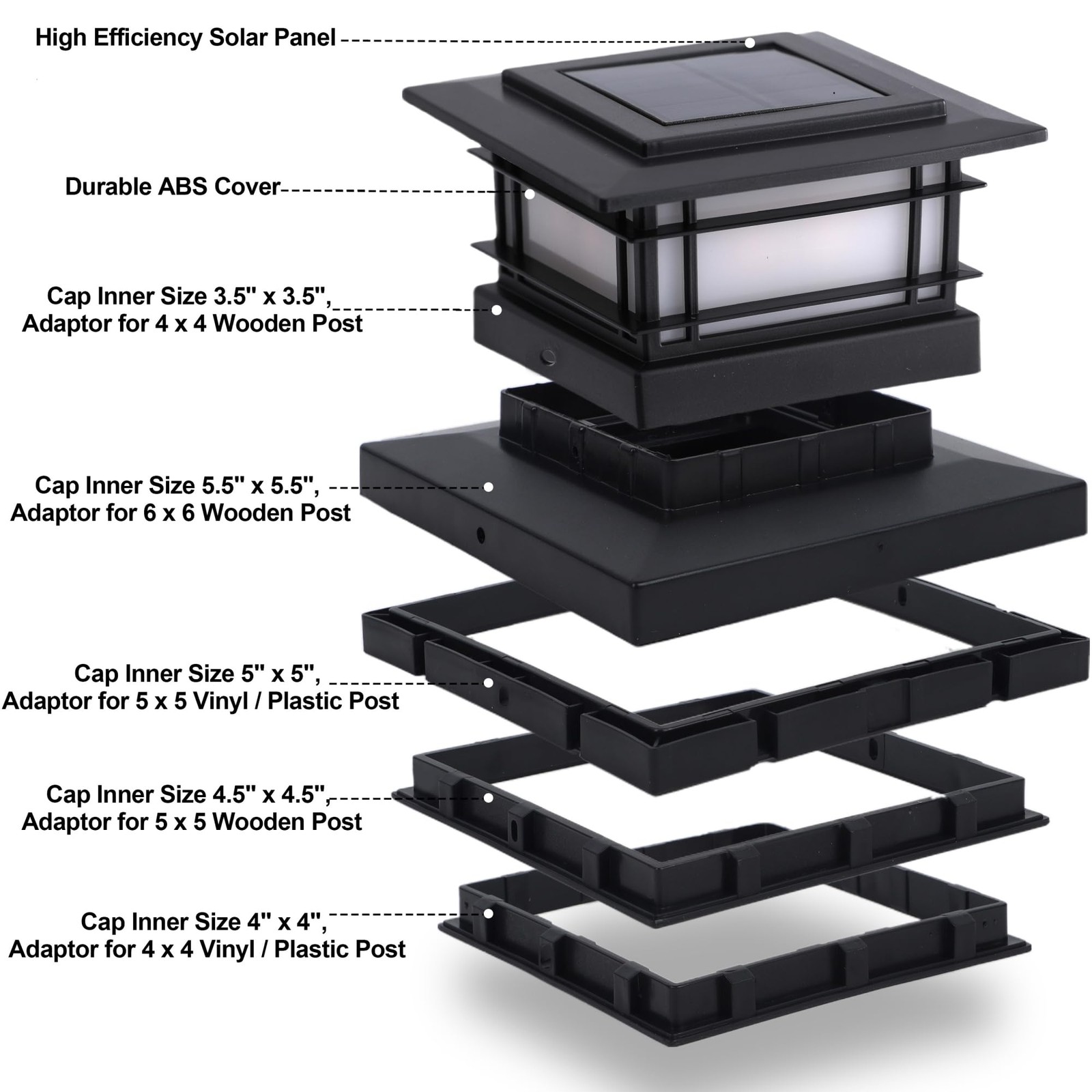 8 Pack Solar Post Cap Lights Outdoor with Flickering Flame Light, Fence Post ...