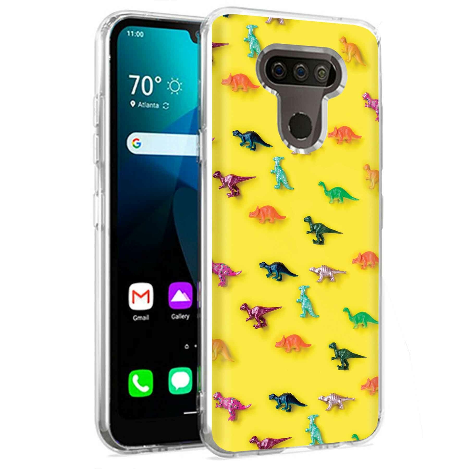 Phone Case for LG Harmony 4,Xpression Plus 3,K40S, Yellow Dinosaur Print