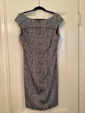 Tory Burch Carter Logo Print Sheath Sleeveless Dress Tan Blue Women’s Size 12