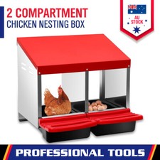 2 Hole Chicken Hen Coop Hutch Inside Outside Roll Away Lay Egg Nesting Box