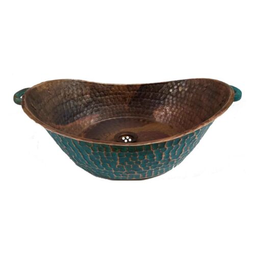 Green Patina Exterior Rustic Copper Bathroom Sink Toilet Bathtub Shape Boat Bowl - Afbeelding 1 van 3