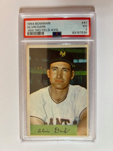 1954 Bowman Baseball # 41 - AL DARK - New York Giants - PSA VG ( 3 )