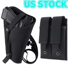 Tactical Cross Body Chest Shoulder Pistol Holster Pouch and Molle Magazine Pouch