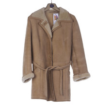 Abercrombie & Fitch Brown Sheepskin Long Sleeved Belted Jacket Uk Size 14