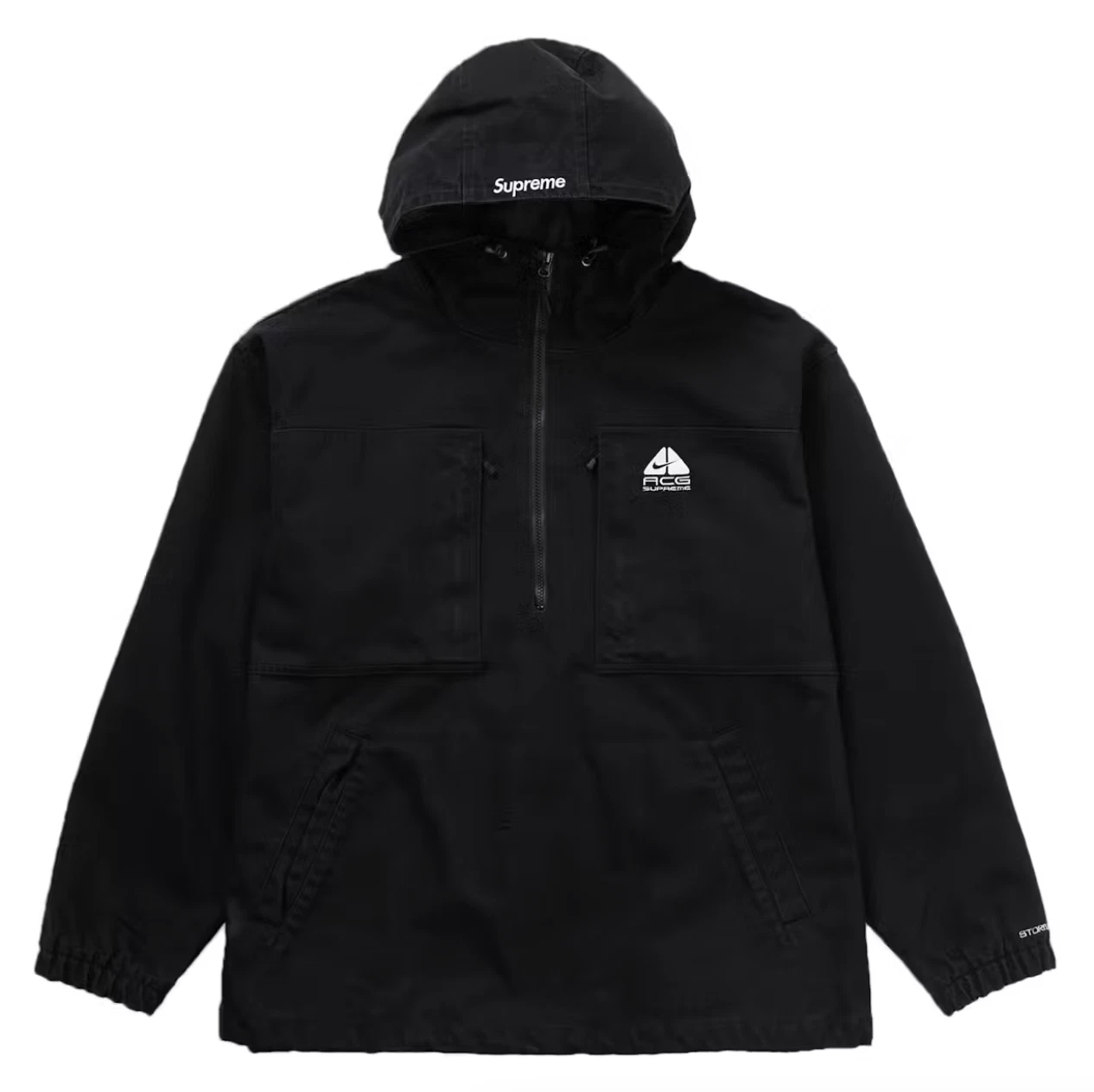 FW22 SUPREME X NIKE ACG DENIM DEMI ZIP PULL VESTE NOIR TAILLE XL DO7198 010