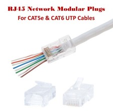 RJ45 Network Cable End Pass Thru EZ Modular Plugs for Cat5e Cat6 UTP Cables LOT