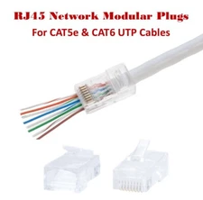 RJ45 Network Cable End Pass Thru EZ Modular Plugs for Cat5e Cat6 UTP Cables LOT