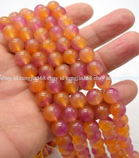 6/8/10/12mm Natural Jade Orange Purple Jadeite Gemstone Round Loose Beads 15"