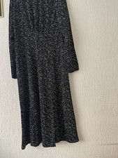 Misguided Size 12 Black Polka Dot Long Dress With Slits Elegant Long Dresss New