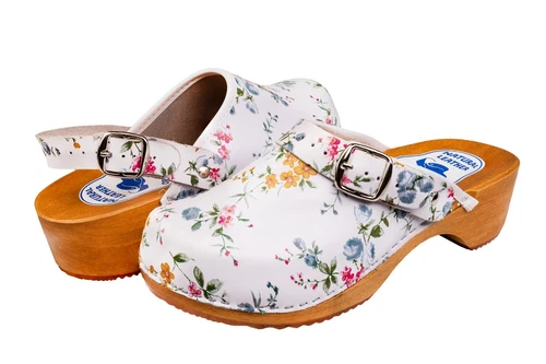 Women's Work Clogs Garden Kitchen Hospital Nurse Leather Shoes Mules Floral 3-8