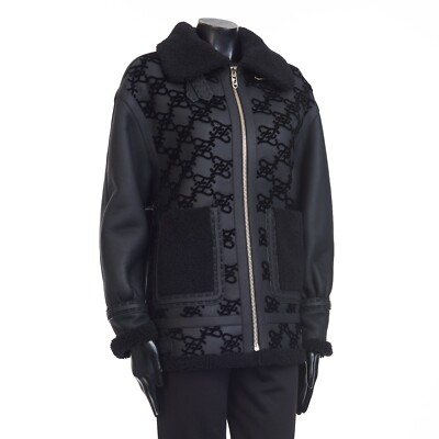 FENDI 8500$ Black Shearling Leather Jacket - Aviator Style, FF