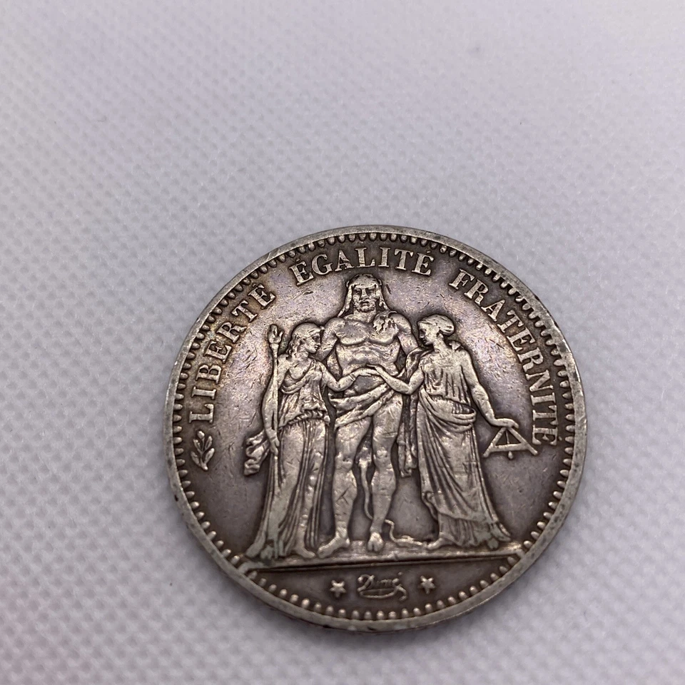 🇫🇷 França 5 francos 1875 1875-A KM-820 KM-820.1 moeda de prata #9234 - Imagem 3 de 4