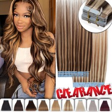 CLEARANCE Tape In 100 Remy Human Hair Extensions Invisible Skin Weft Omble 100G