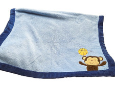 Blue Monkey Baby Blanket - 28" x 38"