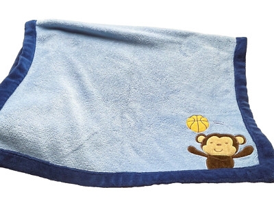 Blue Monkey Baby Blanket - 28'' x 38''
