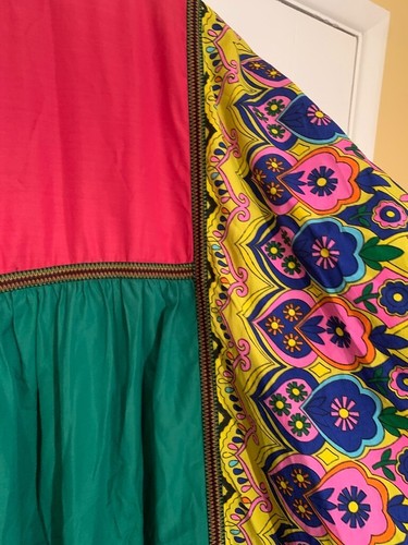 Vintage Zulu Bohemian kurzer Kaftan Einheitsgröße Blumenmuster mit Verzierungen - Bild 9 von 14