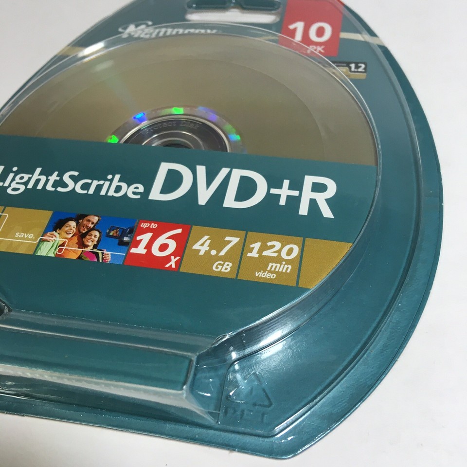 Memorex LightScribe DVD+R Recordable 10 Pack 16x 4.7 GB 120 min Factory ...