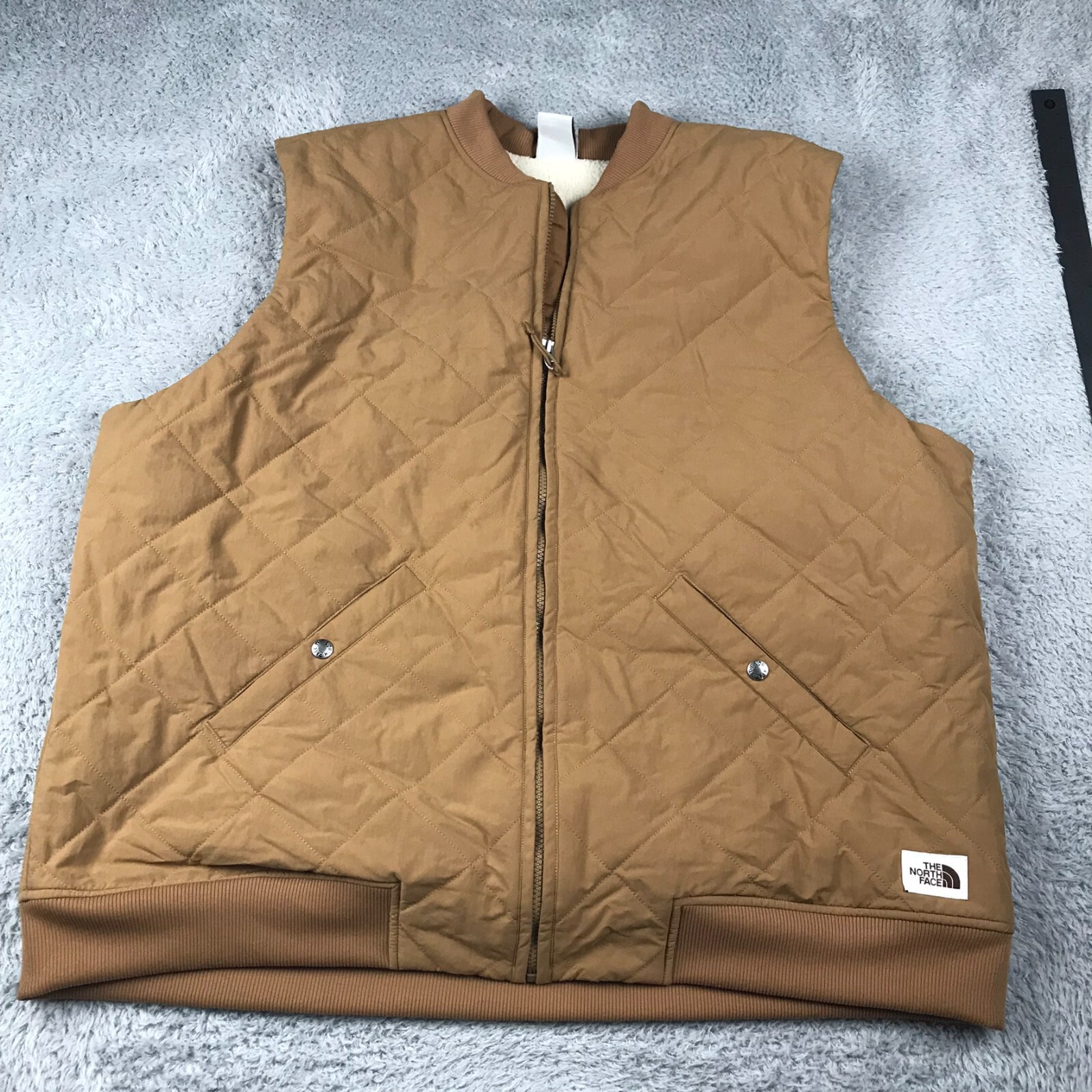 The North Face Cuchillo Insulated Vest Mens 2XL Tan Quilted Sherpa