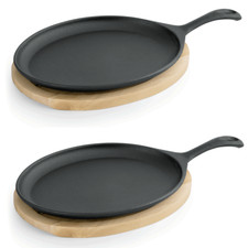 2x BBQ Gusseisen Servierpfanne
