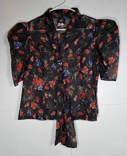 Blouse Women's Floral Multi-Color M2 By Mocha Apparel Size Large - Picture 1 of 14