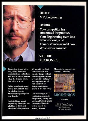 1991 Micronics System Boards PRINT AD Retro Computers PC Hardware Technology