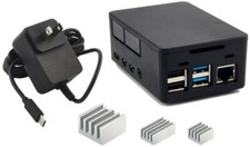 Raspberry Pi 4  4B CASE USB-C Power Adapter Heat Sinks Accessory Kit