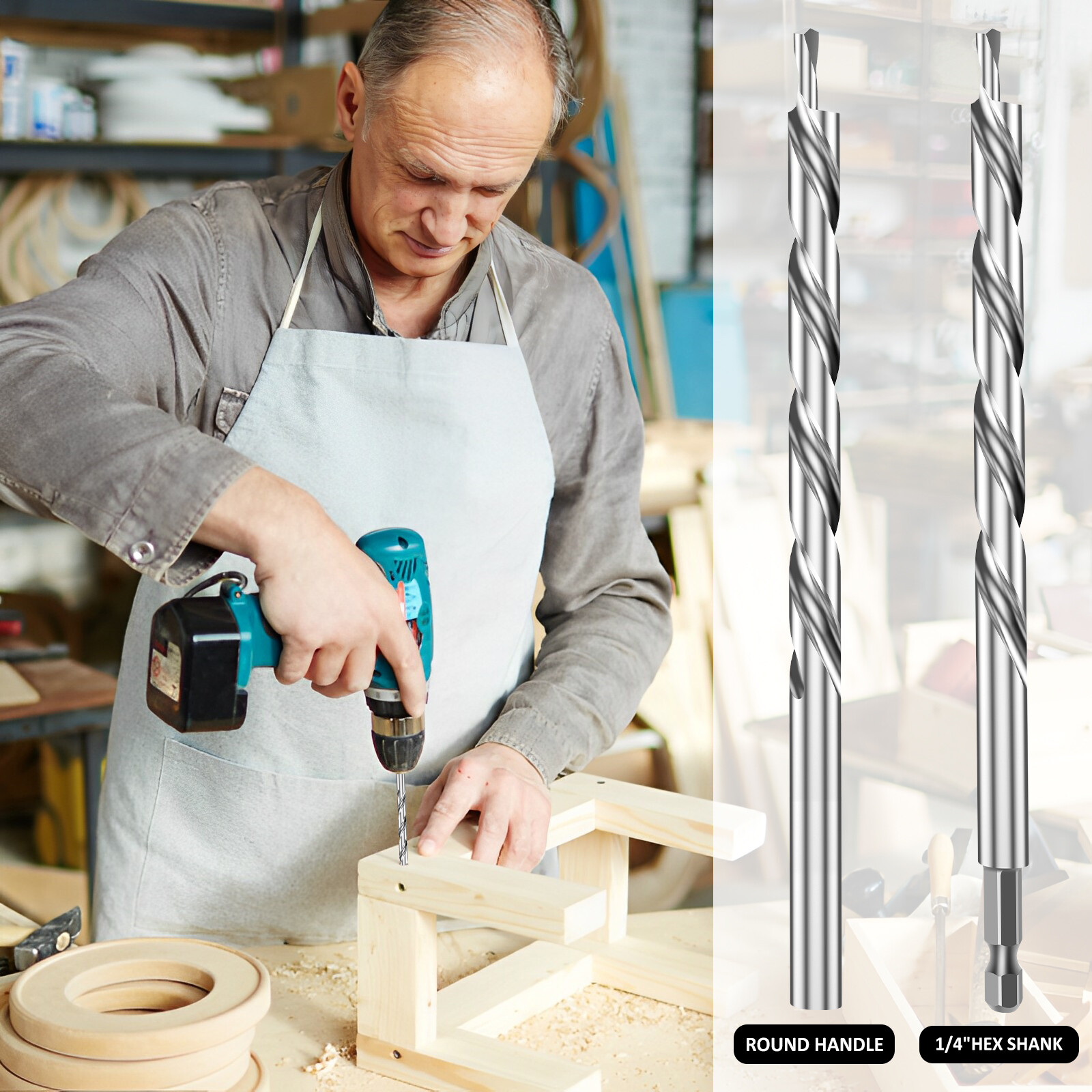 HSS Twist Drill Bit Shank Set 3.8" 1/4" Shank Pocket Hole Drill Bit