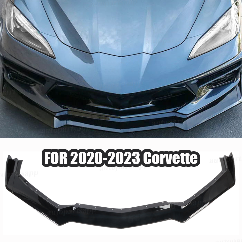 5PCS Front Bumper Lip Spoiler Gloss Black Fits for 20-23 Corvette C8 5VM Style