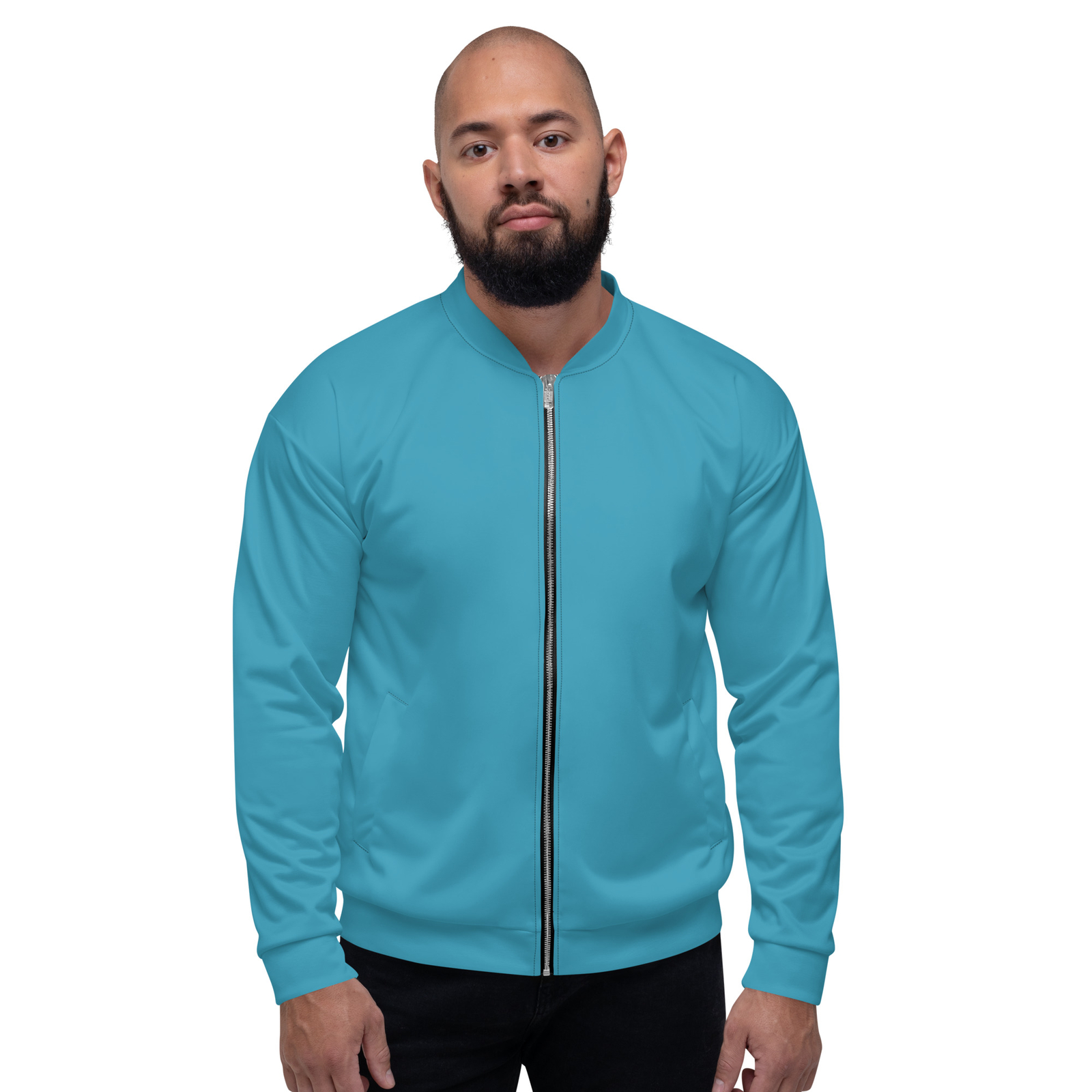 Turquoise Blue Bomber Jacket for Men - Stylish & Comfortable-image