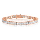 Plated 4x4mm Square White Cz Cubic Zirconia Tennis Bracelet Rose Gold