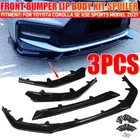 Glossy Black Front Bumper Lip Splitter Kit For Toyota Corolla Sedan SE SXE 20-25