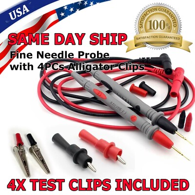 Multimeter Test Leads for Fluke Meter Electrical Alligator Clip Probes 1000V 20A