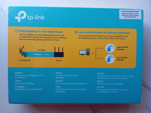 TP-Link TL-WN881ND Netzwerkkarte PCI-E 300Mbps (ohne Antennen) in OVP - Afbeelding 3 van 3
