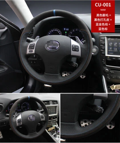 For Lexus IS250 2015 Year Car Steering Wheel Stitch on Wrap Cover Black Leather Foto 2 de 4