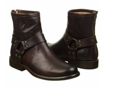 Frye Women's Phillip Harness Short Leather Boots Dark Brown Size 6.5 M