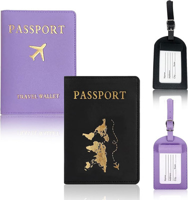 Reisepasshülle,4 pcs Reisepass Schutzhülle+Kofferanhänger,Passport Holder,Kunstl