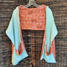 Hand Sewn Poncho Polka Dot Scooter Vespa Ears Pockets Aqua Cottagecore Teen Girl