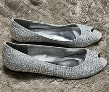 Davids Bridal AJustin10 Silver Rhinestone Bling Wedding Heel Women Size 11 EUC