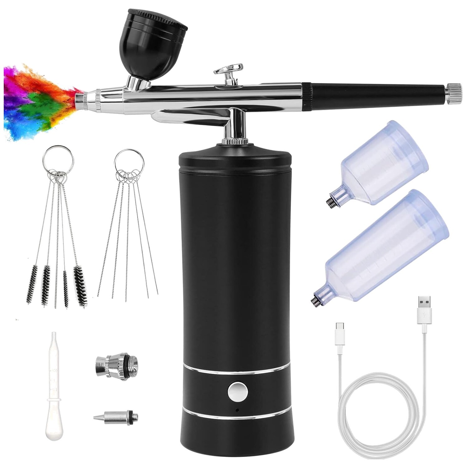Portables Airbrush Set mit Kompressor Handheld Nageldesign Kuchen Make-up Tat...