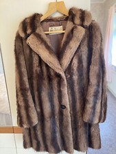Ladies Vintage Musquash Fur Coat - 3/4 Length Size UK 14 Fully Lined 