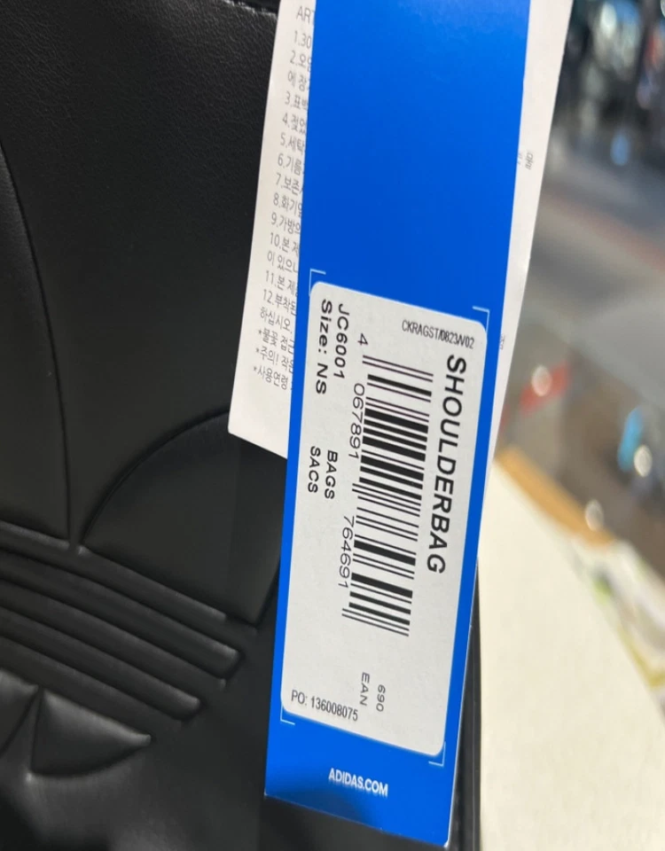 Bolso de Hombro Adidas Poliuretano Contorno Trifolio Para Mujer Bolso Informal Negro JC6001 Foto 4 de 4