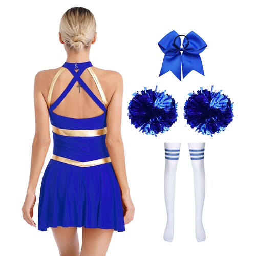 US Damen Uniform Cosplay Kostüm Party Outfits Metallic Kleid Bommeln Tanzkleidung - Bild 42 von 61