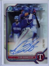2022 Bowman Chrome #CPA-ZB Zion Bannister Refractor Auto /499
