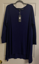 NWT $268 Eileen Fisher Sapphire Merino Wool Ballet Neck Dress 1X 3X