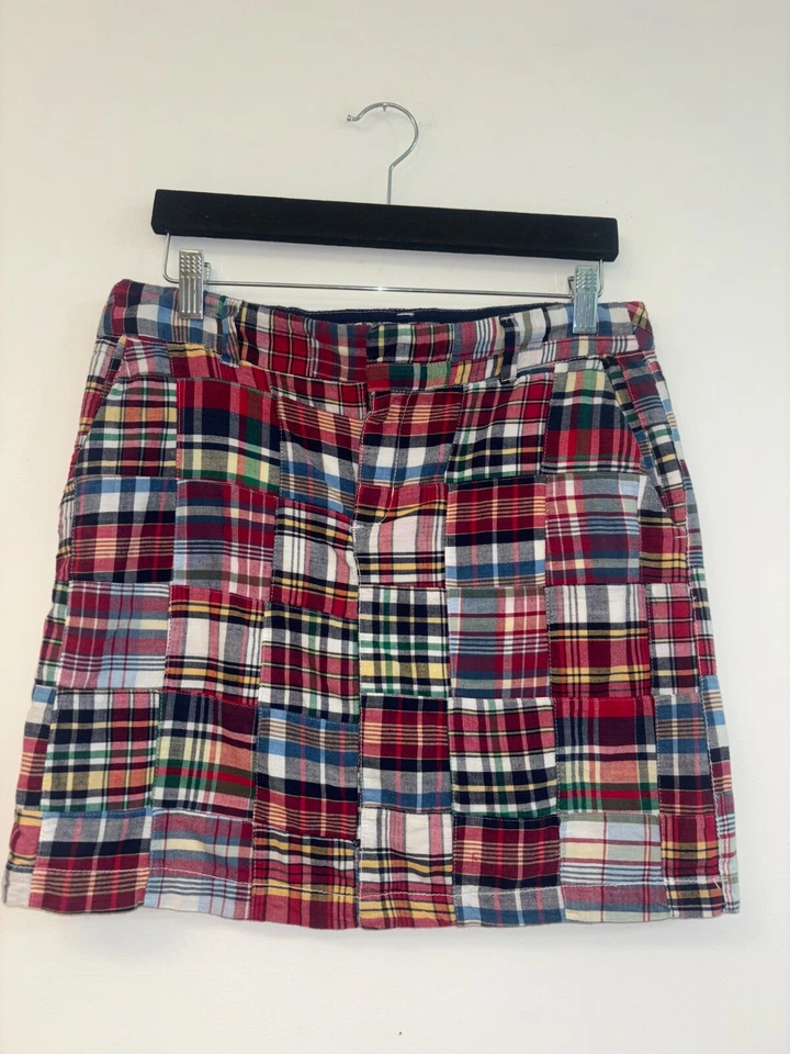 Falda Británica Caqui Talla 4 Mini Falda Patchwork Algodón a Cuadros Multicolor Blanco De Colección Foto 2 de 4