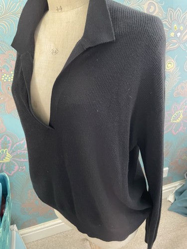 Calvin Klein 5XL Black Collared Pullover Jumper Sweater Ribbed Cotton Blend - Picture 7 of 11
