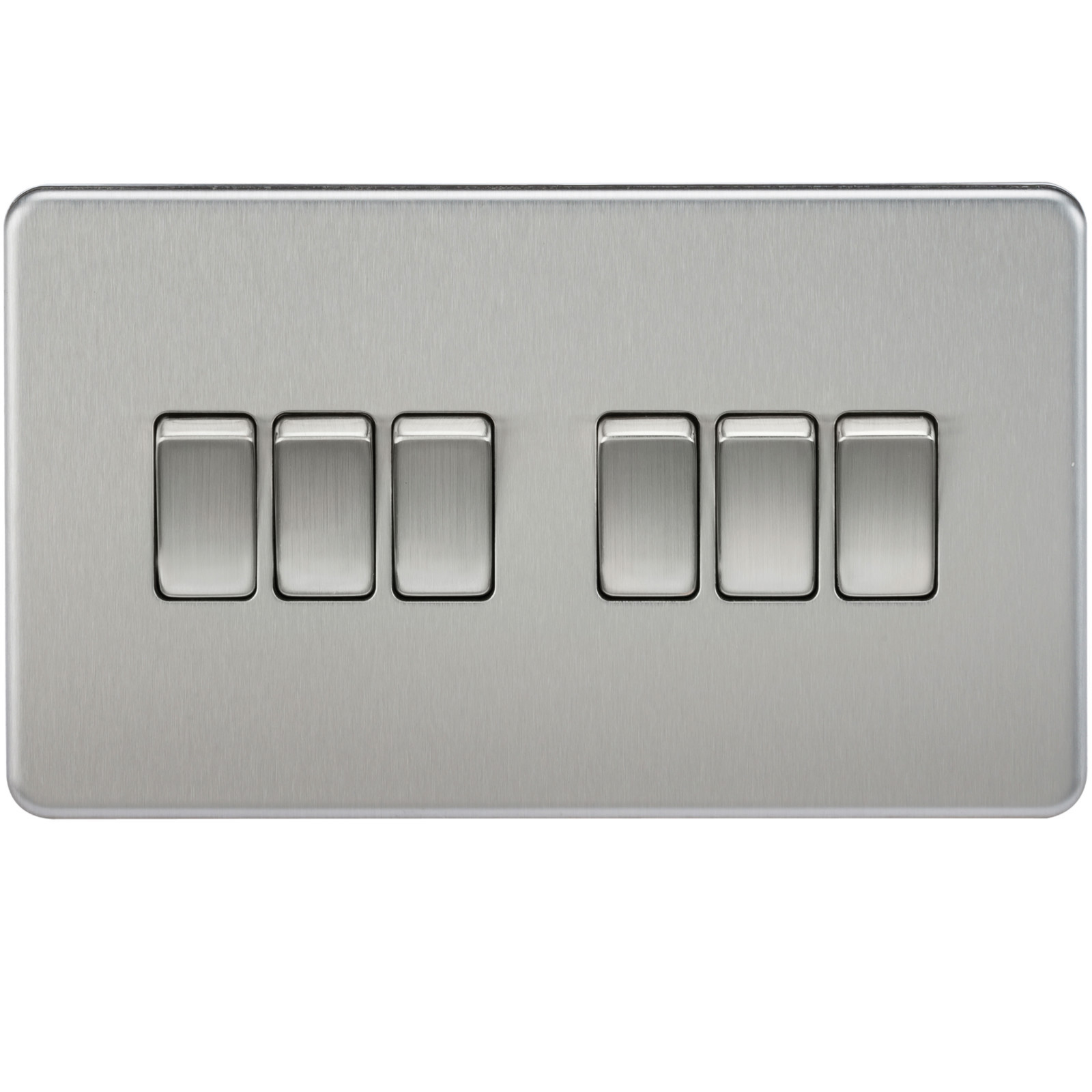 Knightsbridge Screwless Flatplate light switches & sockets BRUSHED