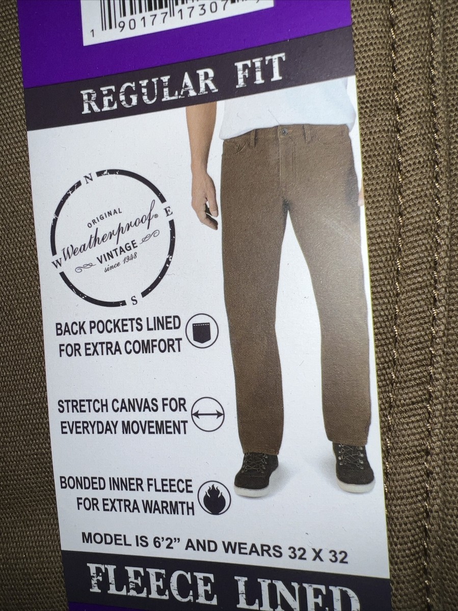 Weatherproof Vintage Men's Fleece Lined Pants - Wheat Color, 40x30 - View #8